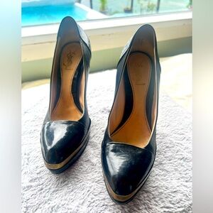 Authentic YSL Black Leather Patent High heels